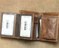 Cool Leather Mens Small Wallet billfold Bifold Wallet Front Pocket Wallet for Men - iwalletsmen