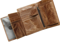 Cool Leather Mens Small Wallet billfold Bifold Wallet Front Pocket Wallet for Men - iwalletsmen