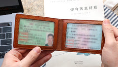Cool Leather Mens license Wallet Front Pocket Wallets Small License Holder for Men - iwalletsmen