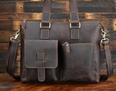 Cool Leather Briefcase 13inch Handbag Work Bag Business Bag Shoulder Bag For Men - iwalletsmen