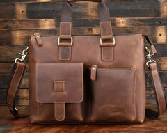 Cool Leather Briefcase 13inch Handbag Work Bag Business Bag Shoulder Bag For Men - iwalletsmen