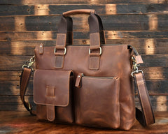 Cool Leather Briefcase 13inch Handbag Work Bag Business Bag Shoulder Bag For Men - iwalletsmen