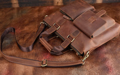 Cool Leather Briefcase 13inch Handbag Work Bag Business Bag Shoulder Bag For Men - iwalletsmen