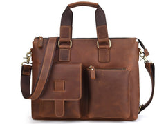 Cool Leather Briefcase 13inch Handbag Work Bag Business Bag Shoulder Bag For Men - iwalletsmen