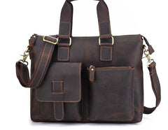 Cool Leather Briefcase 13inch Handbag Work Bag Business Bag Shoulder Bag For Men - iwalletsmen