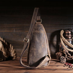 Cool Leather Sling Bags for Men Vintage Chest Bag SLing SHoulder Bags For Men - iwalletsmen