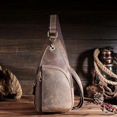 Cool Leather Sling Bags for Men Vintage Chest Bag SLing SHoulder Bags For Men - iwalletsmen