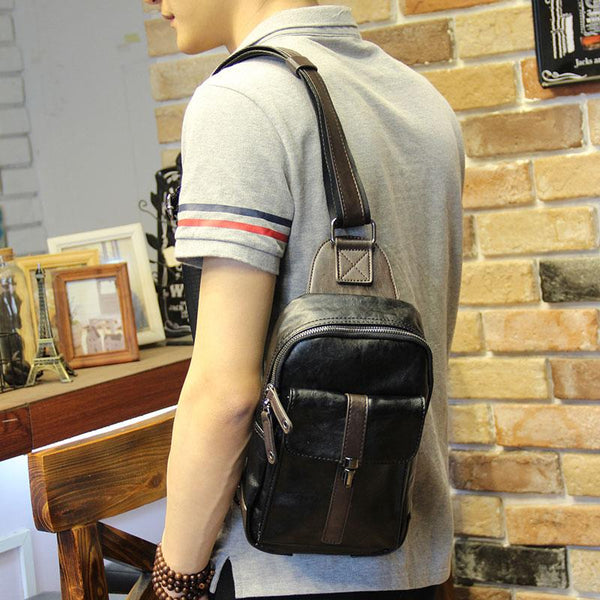 Cool Leather Slings Bag for Men Chest Bag Sling Shoulder Bag For Men - iwalletsmen