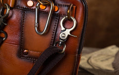 Cool Leather Tan Belt Bag Belt Pouch for Men Mini Shoulder Bag For Men - iwalletsmen