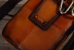Cool Leather Tan Belt Bag Belt Pouch for Men Mini Shoulder Bag For Men - iwalletsmen