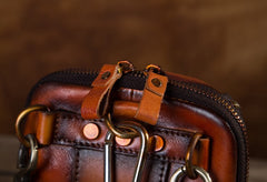 Cool Leather Tan Belt Bag Belt Pouch for Men Mini Shoulder Bag For Men - iwalletsmen