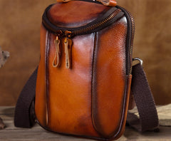 Cool Leather Tan Belt Bag Belt Pouch for Men Mini Shoulder Bag For Men - iwalletsmen