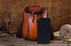 Cool Leather Tan Belt Bag Belt Pouch for Men Mini Shoulder Bag For Men - iwalletsmen