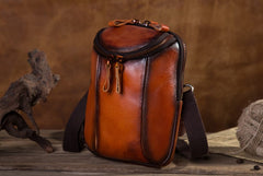 Cool Leather Tan Belt Bag Belt Pouch for Men Mini Shoulder Bag For Men - iwalletsmen