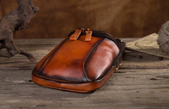 Cool Leather Tan Belt Bag Belt Pouch for Men Mini Shoulder Bag For Men - iwalletsmen