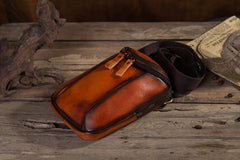 Cool Leather Tan Belt Bag Belt Pouch for Men Mini Shoulder Bag For Men - iwalletsmen