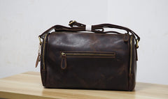 Cool Leather Small Mens Barrel Side Bag Bucket Shoulder Bag Messenger Bag for Men - iwalletsmen