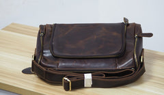 Cool Leather Small Mens Barrel Side Bag Bucket Shoulder Bag Messenger Bag for Men - iwalletsmen