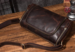 Cool Leather Small Mens Barrel Side Bag Bucket Shoulder Bag Messenger Bag for Men - iwalletsmen