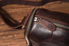 Cool Leather Small Mens Barrel Side Bag Bucket Shoulder Bag Messenger Bag for Men - iwalletsmen