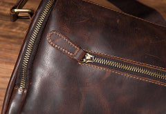 Cool Leather Small Mens Barrel Side Bag Bucket Shoulder Bag Messenger Bag for Men - iwalletsmen