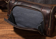 Cool Leather Small Mens Barrel Side Bag Bucket Shoulder Bag Messenger Bag for Men - iwalletsmen