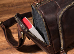 Cool Leather Small Mens Barrel Side Bag Bucket Shoulder Bag Messenger Bag for Men - iwalletsmen