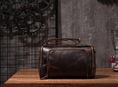 Cool Leather Small Mens Barrel Side Bag Bucket Shoulder Bag Messenger Bag for Men - iwalletsmen