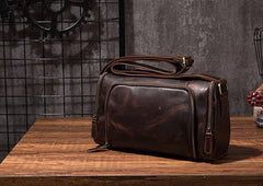 Cool Leather Small Mens Barrel Side Bag Bucket Shoulder Bag Messenger Bag for Men - iwalletsmen