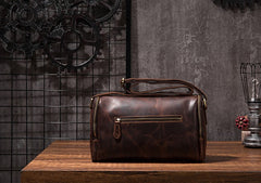 Cool Leather Small Mens Barrel Side Bag Bucket Shoulder Bag Messenger Bag for Men - iwalletsmen