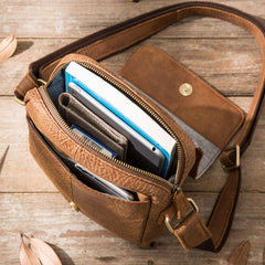 Cool Leather Small Mens Messenger Bags Shoulder Bags for Men - iwalletsmen