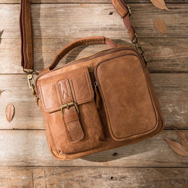 Cool Leather Small Mens Messenger Bags Small Shoulder Bags  for Men - iwalletsmen