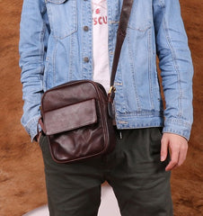 Cool Leather Small Side Bag Messenger Bag Small Shoulder Bags For Men - iwalletsmen