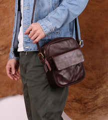 Cool Leather Small Side Bag Messenger Bag Small Shoulder Bags For Men - iwalletsmen