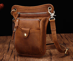 Cool Leather Small Side Bag Messenger Bag Waist Bag Small Shoulder Bag For Men - iwalletsmen