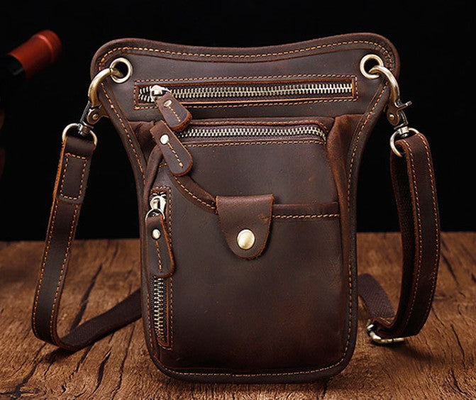 Cool Leather Small Side Bag Messenger Bag Waist Bag Small Shoulder Bag For Men - iwalletsmen
