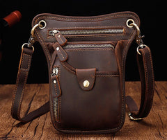 Cool Leather Small Side Bag Messenger Bag Waist Bag Small Shoulder Bag For Men - iwalletsmen