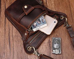 Cool Leather Small Side Bag Messenger Bag Waist Bag Small Shoulder Bag For Men - iwalletsmen