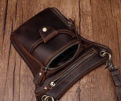 Cool Leather Small Side Bag Messenger Bag Waist Bag Small Shoulder Bag For Men - iwalletsmen