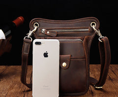 Cool Leather Small Side Bag Messenger Bag Waist Bag Small Shoulder Bag For Men - iwalletsmen