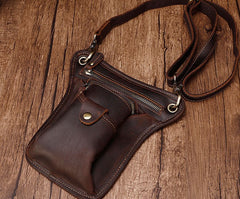 Cool Leather Small Side Bag Messenger Bag Waist Bag Small Shoulder Bag For Men - iwalletsmen