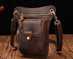 Cool Leather Small Side Bag Messenger Bag Waist Bag Small Shoulder Bag For Men - iwalletsmen