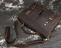 Cool Leather Mens Vintage Briefcases Work Bag Business Bag Handbag Laptop Bag For Men - iwalletsmen