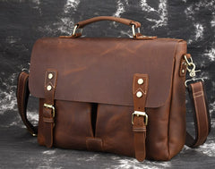 Cool Leather Mens Vintage Briefcases Work Bag Business Bag Handbag Laptop Bag For Men - iwalletsmen