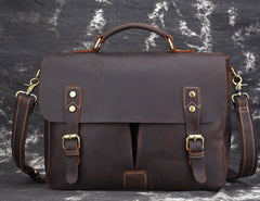 Cool Leather Mens Vintage Briefcases Work Bag Business Bag Handbag Laptop Bag For Men - iwalletsmen