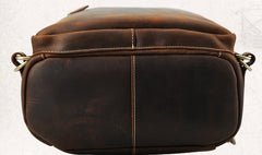 Cool Leather Vintage Dark Brown Mens 16inch Laptop Backpacks Vintage School Backpack Travel Backpack Bags for Men - iwalletsmen