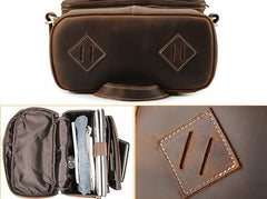Cool Leather Vintage Dark Brown Mens 16inch Laptop Backpacks Vintage School Backpack Travel Backpack Bags for Men - iwalletsmen