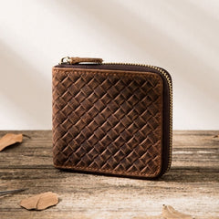 Cool Leather Vintage Mens Small Wallets Zipper billfold Wallets for Men - iwalletsmen