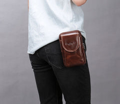 Cool Leather Mens Vintage Small Side Bag Belt Pouch Belt Bag For Men - iwalletsmen