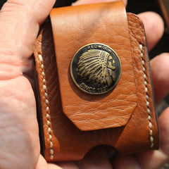 Cool Light Brown Handmade Leather Mens Zippo Lighter Case With Belt Loop Lighter Holders For Men - iwalletsmen